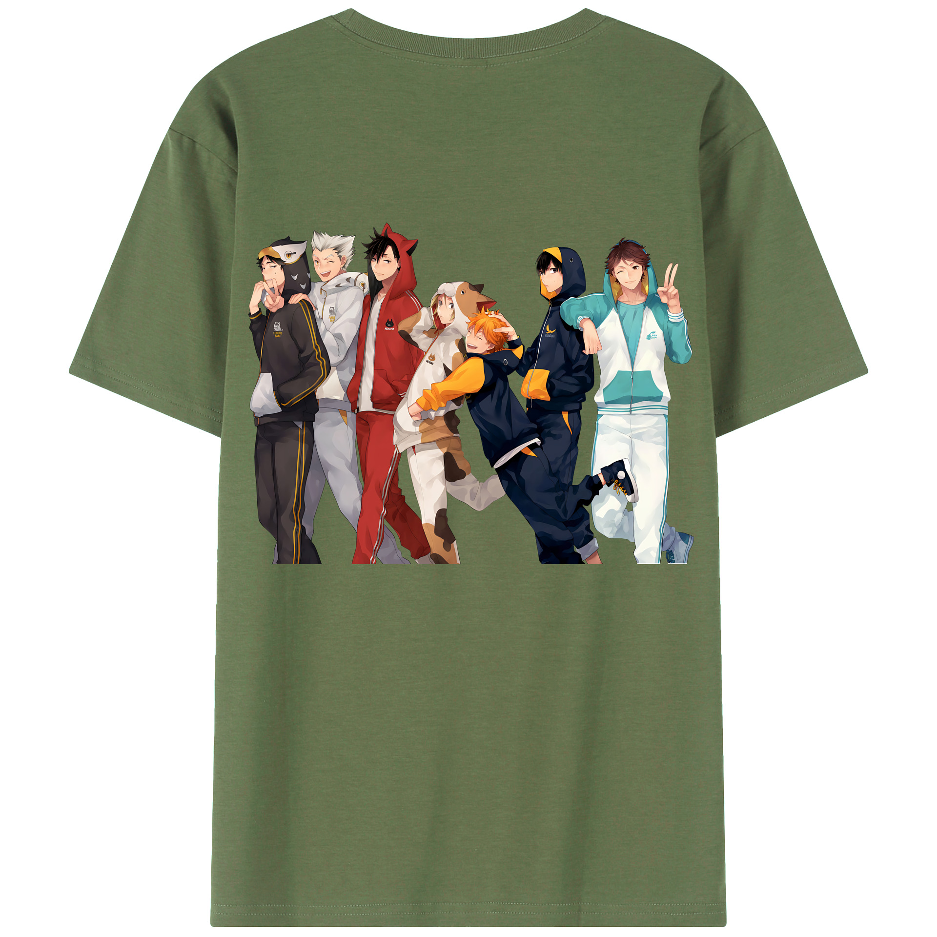 （画像用） ハイキュー!! Haikyu!! 綿100％ メンズ半袖Tシャツ（バックプリント） 通気性